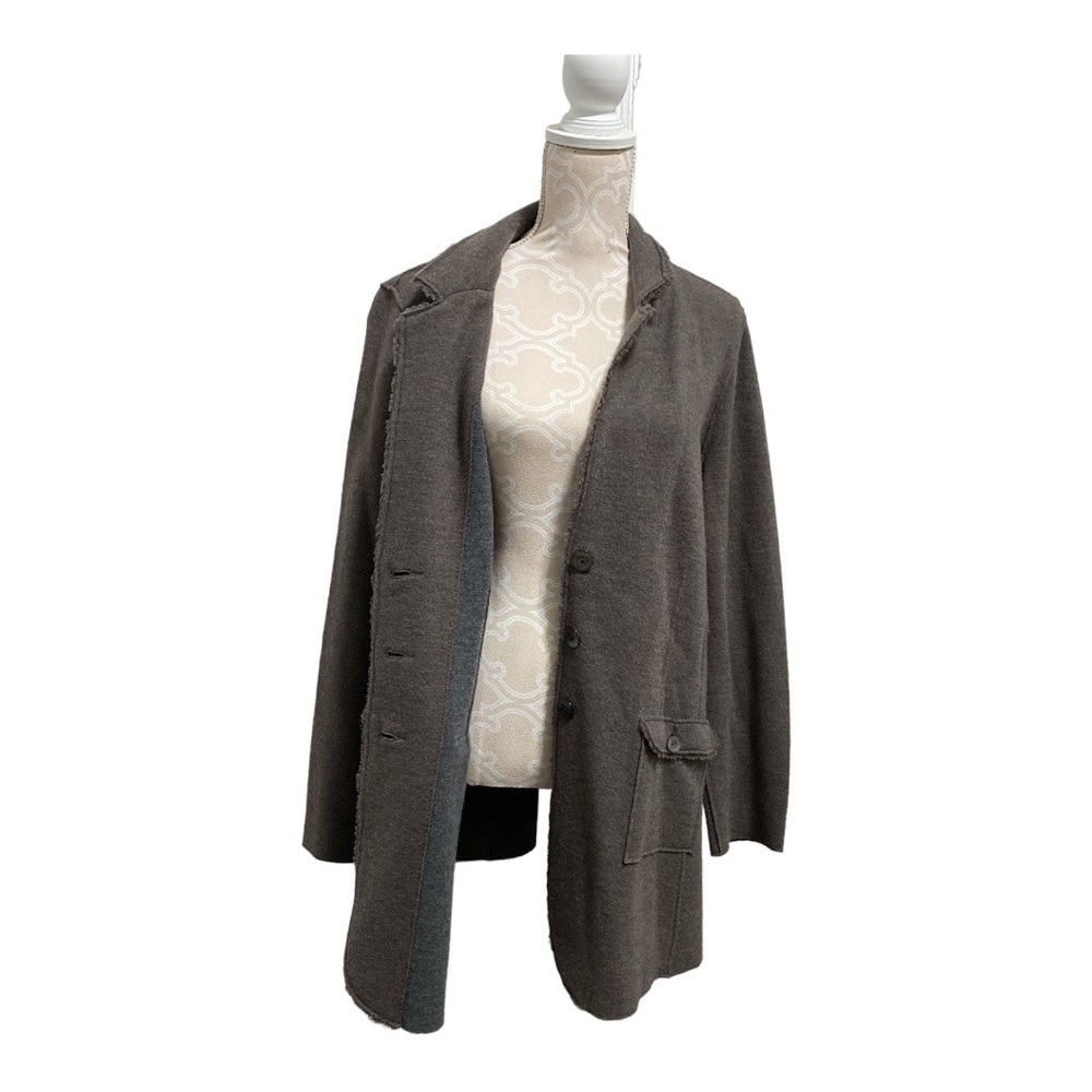 Eileen Fisher Woman Double Face Merino Wool Brown Jacket Size Large